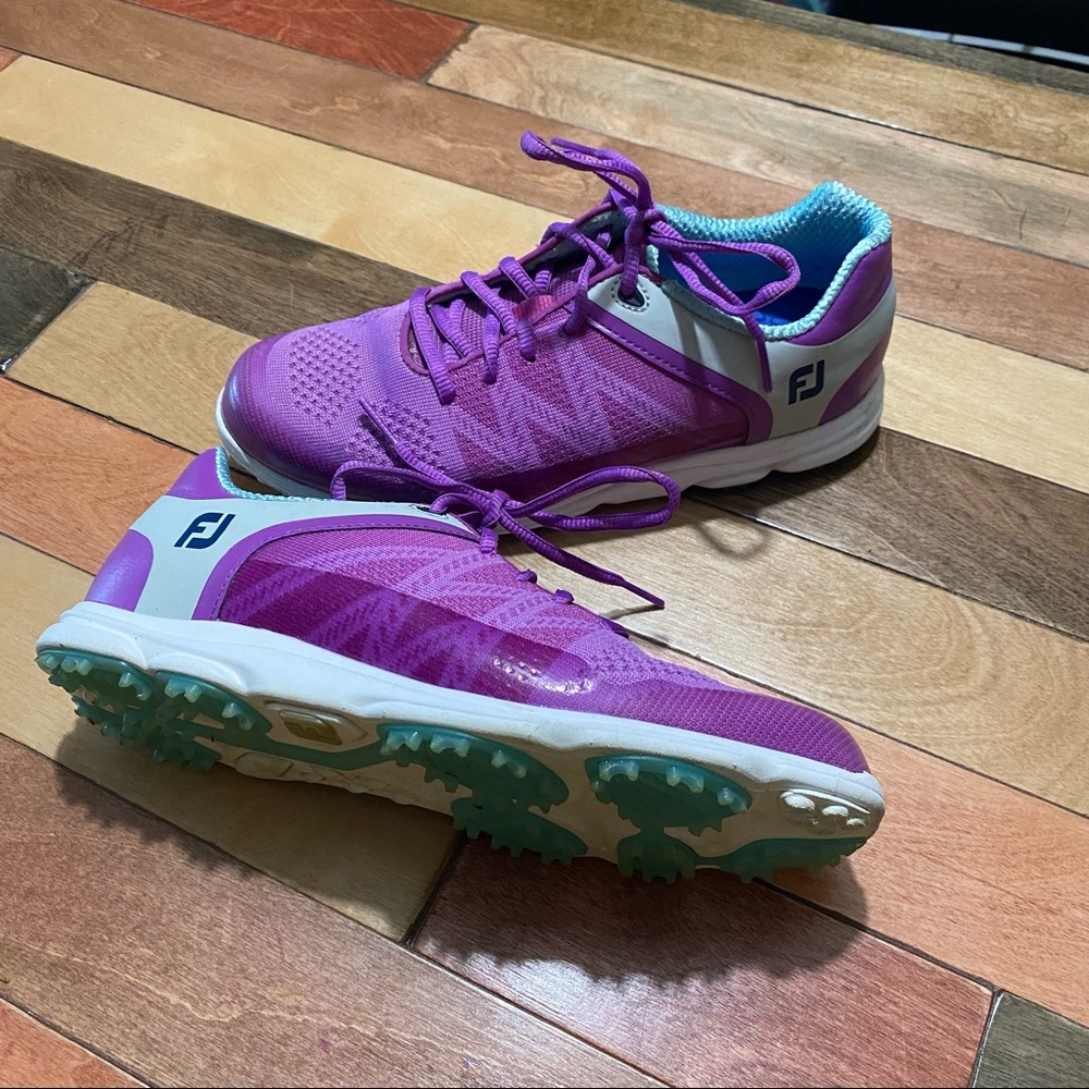 Ladies FootJoy SIZE 7 Purple Turquoise Golf Shoes - FJ Sport SL